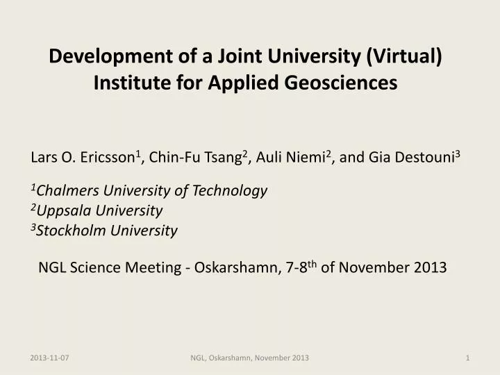 development of a joint university virtual institute for applied geosciences