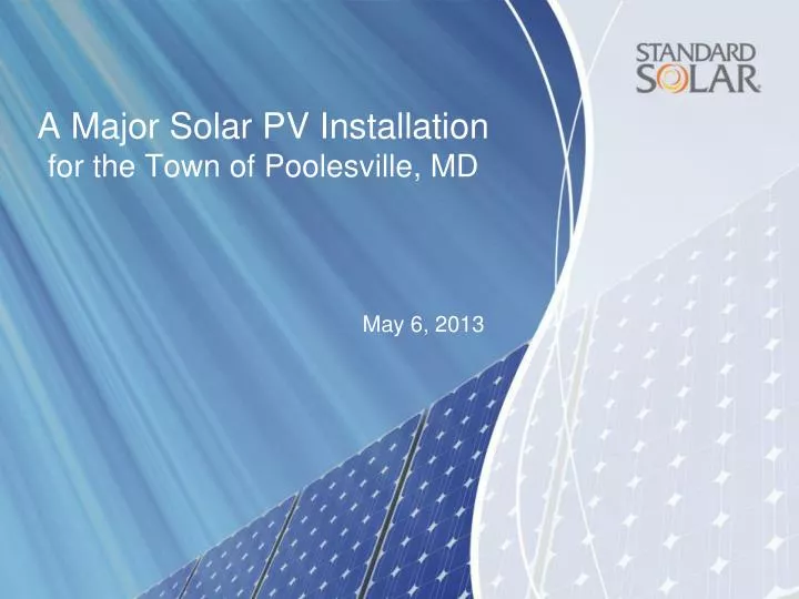 a major solar pv installation for the town of poolesville md