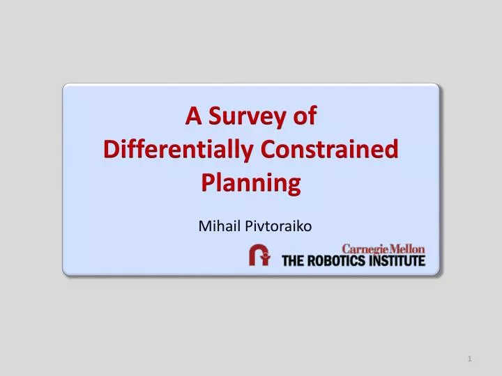 a survey of differentially constrained planning