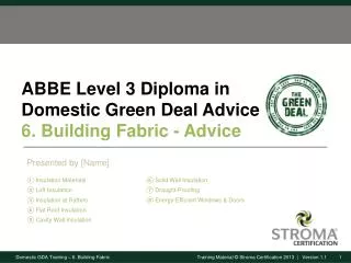 ABBE Level 3 Diploma in Domestic Green Deal Advice 6. Building Fabric - Advice