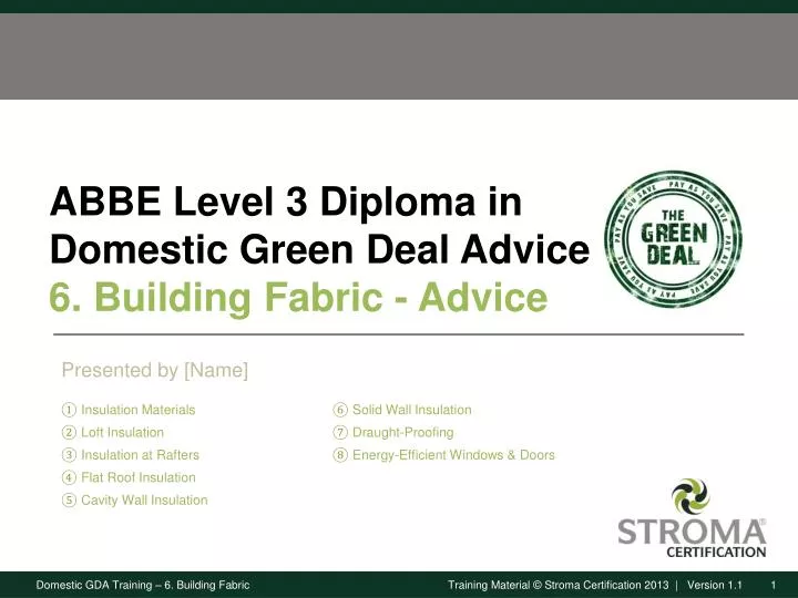 abbe level 3 diploma in domestic green deal advice 6 building fabric advice