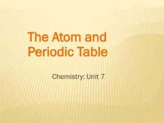 The Atom and Periodic Table