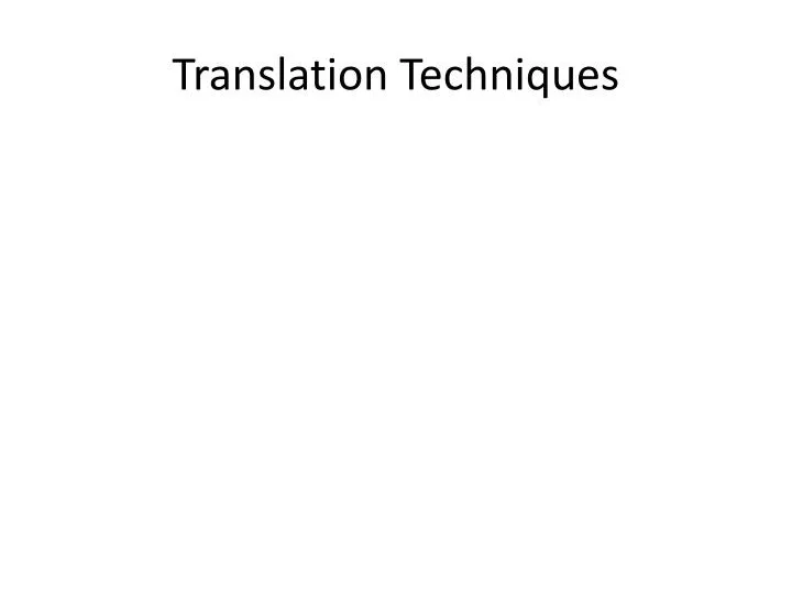 translation techniques