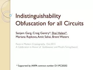 Indistinguishability Obfuscation for all Circuits