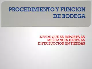 procedimiento y funcion de bodega