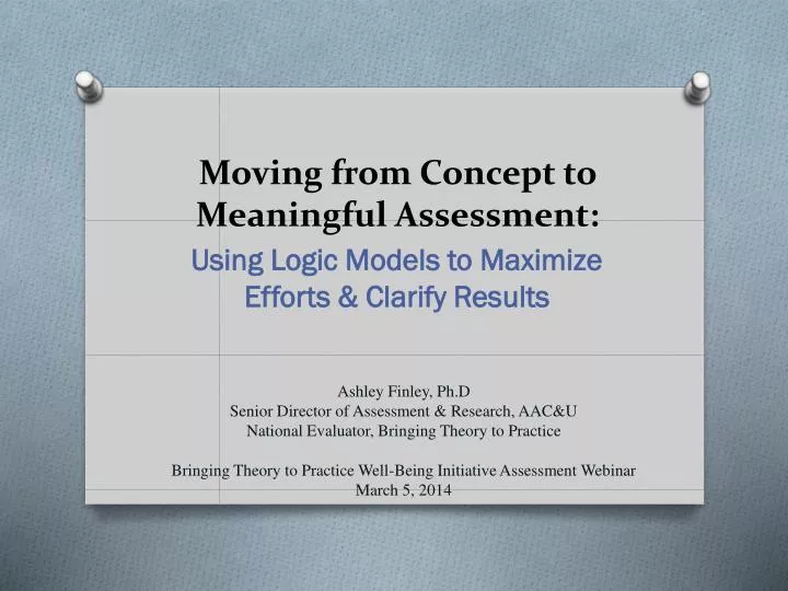 moving from concept to meaningful assessment
