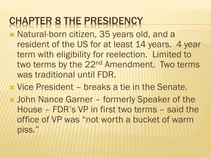 chapter 8 the presidency