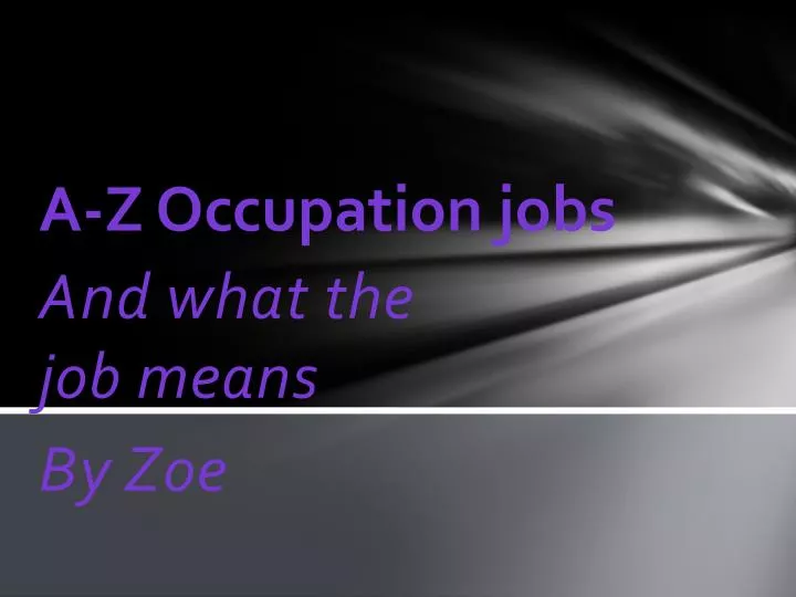 a z occupation jobs