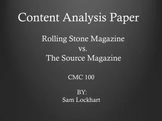 Content Analysis Paper