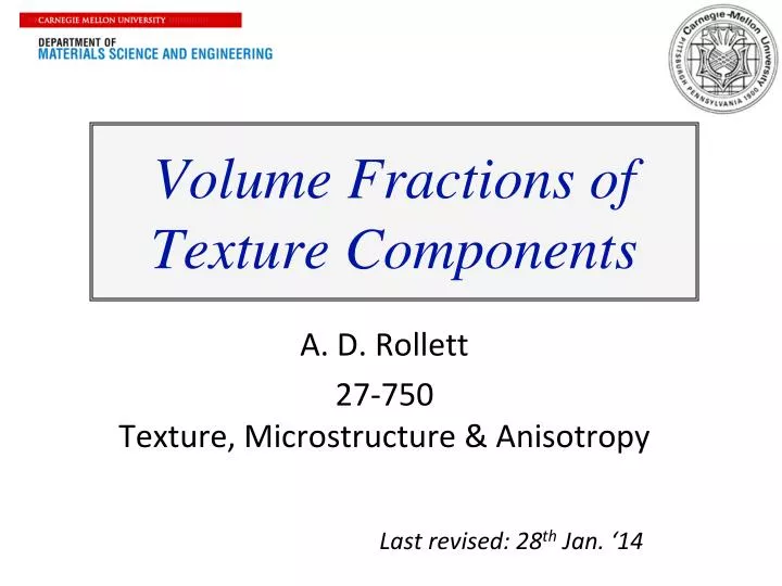 volume fractions of texture components