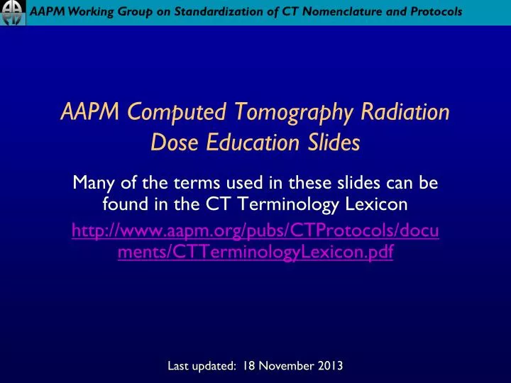 aapm computed tomography radiation dose education slides