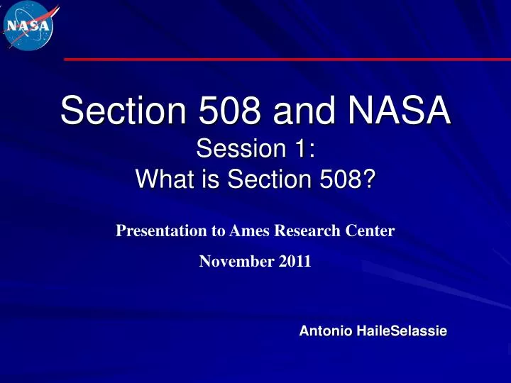 section 508 and nasa session 1 what is section 508