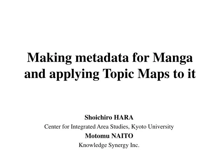 making metadata for manga and applying topic maps to it