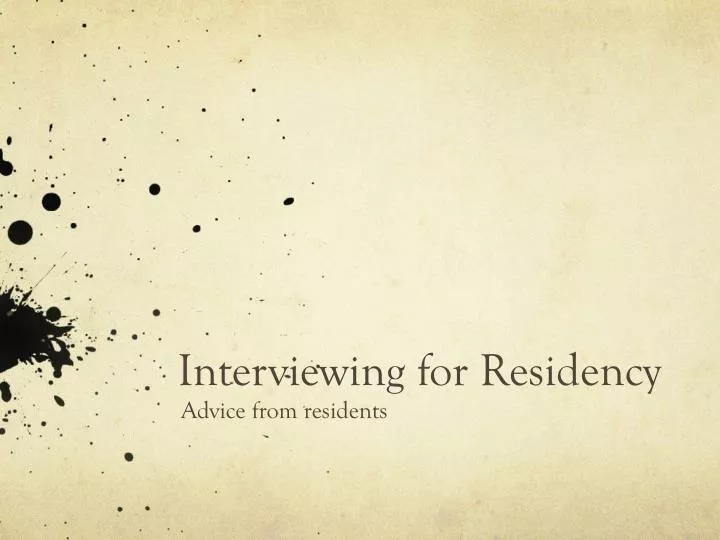 interviewing for residency