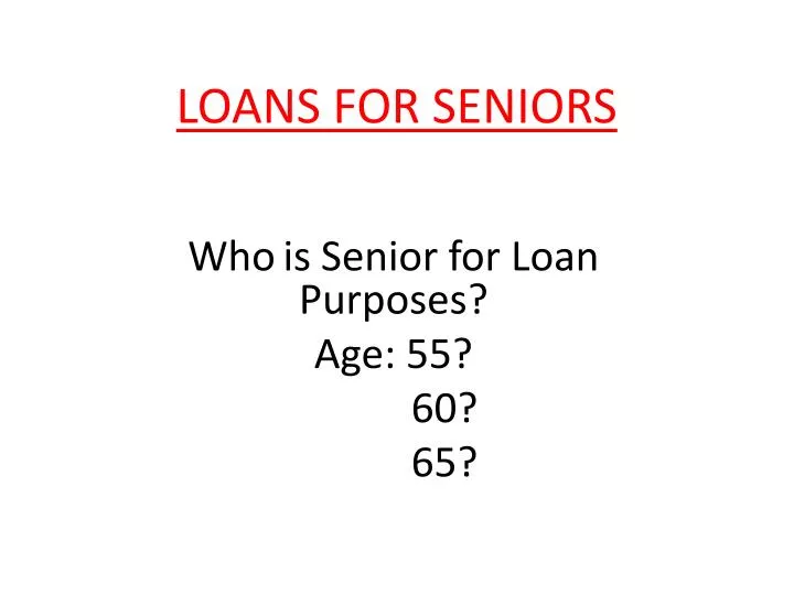 loans for seniors