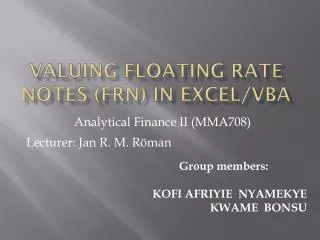 Valuing Floating Rate Notes (FRN) in Excel/VBA