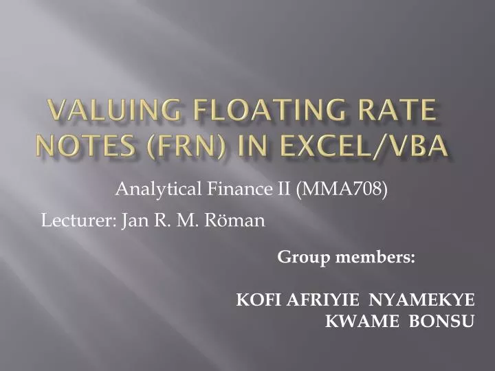 valuing floating rate notes frn in excel vba