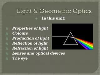 Light &amp; Geometric Optics