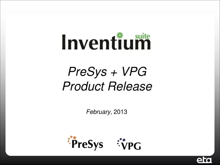 presys vpg product release february 2013