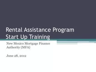 Rental Assistance Program Start Up Training