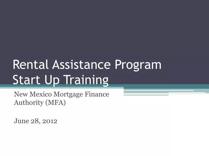 rental assistance program start up training