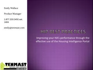 HIP Best practices