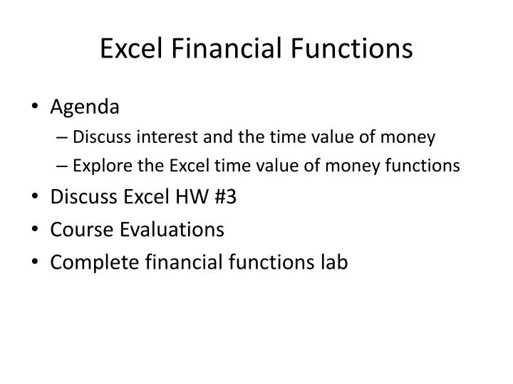 excel financial functions