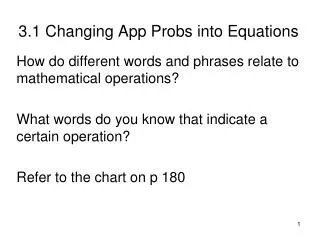 3.1 Changing App Probs into Equations