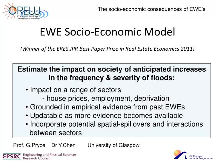 ewe socio economic model winner of the eres jpr best paper prize in real estate economics 2011