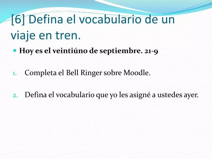 6 defina el vocabulario de un viaje en tren