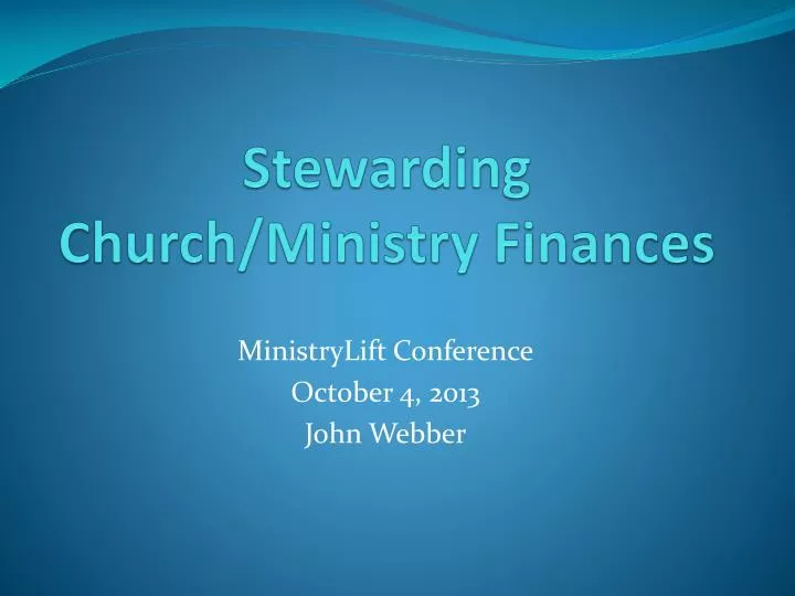 stewarding church ministry finances