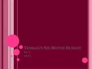 Teshaia’s Six Month Budget