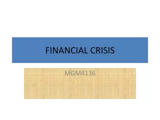 FINANCIAL CRISIS