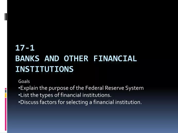 17 1 banks and other financial institutions