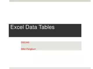 Excel Data Tables