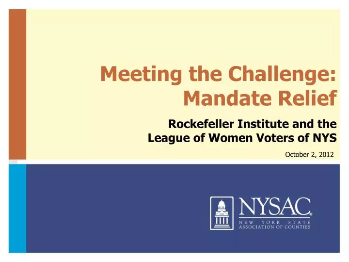 meeting the challenge mandate relief