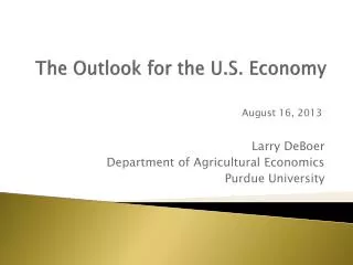 The Outlook for the U.S. Economy