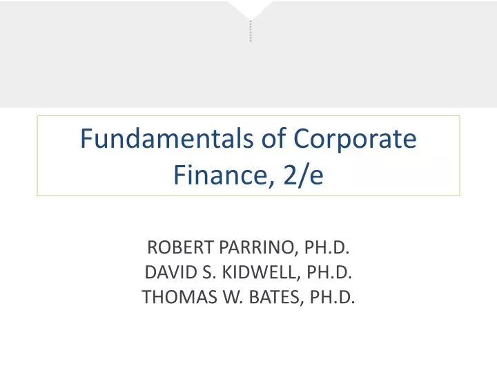 fundamentals of corporate finance 2 e