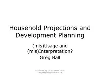 Household Projections and Development Planning