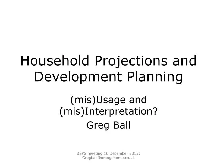 household projections and development planning