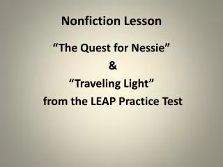 Nonfiction Lesson