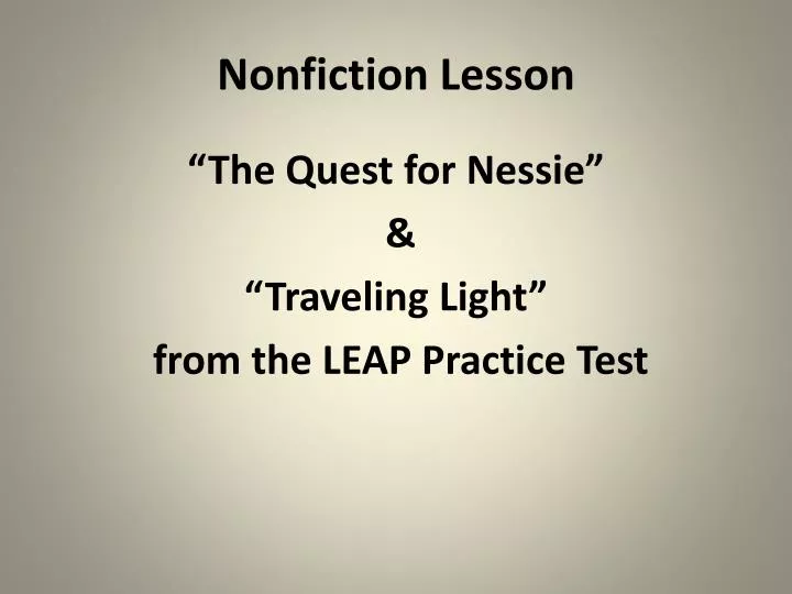nonfiction lesson