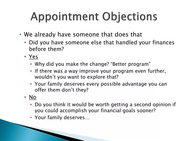 appointment objections