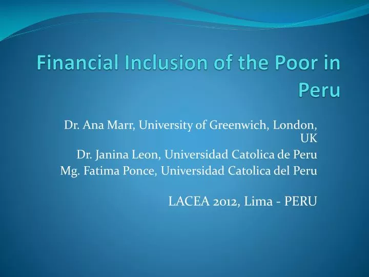 financial inclusion of the poor in peru