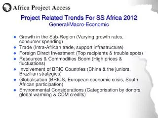 Project Related Trends For SS Africa 2012 General/Macro-Economic