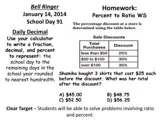 Bell Ringer January 14 , 2014 School Day 91