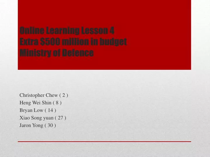 online learning lesson 4 extra 500 million in budget ministry of defence