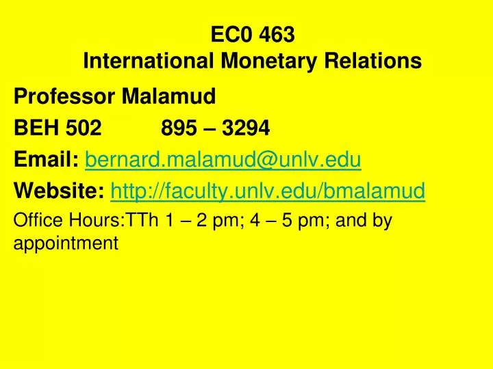ec0 463 international monetary relations