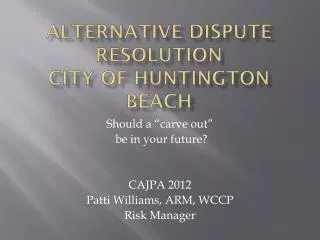Alternative dispute resolution City of Huntington Beach