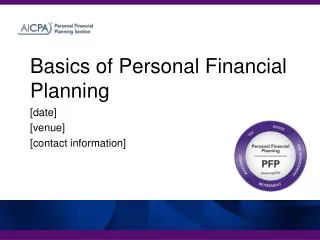 Basics of Personal Financial Planning